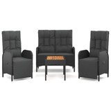 4-dijelni vrtni blagovaonski set od poliratana s jastucima crni 3185086 4-dijelni vrtni blagovaonski set od poliratana s jastucima crni 3185086