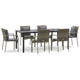 7-dijelni vrtni blagovaonski set crno-sivi od poliratana 3185117