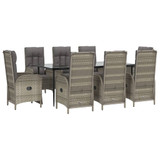 9-dijelni vrtni blagovaonski set crno-sivi od poliratana 3185186