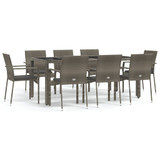 9-dijelni vrtni blagovaonski set sivi od poliratana 3184986