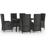 7-dijelni vrtni blagovaonski set crno-sivi od poliratana 3185056