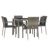 5-dijelni vrtni blagovaonski set sivi od poliratana 3157958