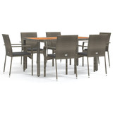 7-dijelni vrtni blagovaonski set sivi od poliratana 3184996