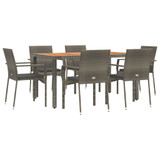 7-dijelni vrtni blagovaonski set sivi od poliratana 3184996