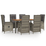 7-dijelni vrtni blagovaonski set sivi od poliratana 3185041