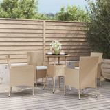 5-dijelni vrtni bistro set od poliratana s jastucima bež 3187421