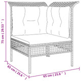 3-dijelna vrtna garnitura od poliratana s jastucima siva 3187473