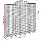 Lučne gabionske košare 2 kom 200x50x180/200cm pocinčano željezo 3146404 Lučne gabionske košare 2 kom 200x50x180/200cm pocinčano željezo 3146404
