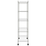 Police za pohranu 5 razina s kotačima 75x35x155 cm krom 250 kg 324629