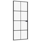 Sobna vrata crna 83 x 201,5 cm kaljeno staklo i aluminij tanka 153663