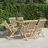 7-dijelni vrtni blagovaonski set od masivne tikovine sivi 3155044