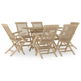 7-dijelni vrtni blagovaonski set od masivne tikovine sivi 3155044