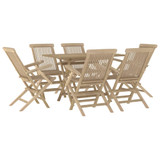 7-dijelni vrtni blagovaonski set od masivne tikovine sivi 3155044