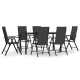 7-dijelni vrtni blagovaonski set od poliratana crni 3156513