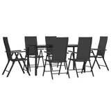7-dijelni vrtni blagovaonski set od poliratana crni 3156513