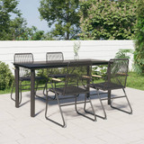 5-dijelni vrtni blagovaonski set od PVC ratana crni 3156572