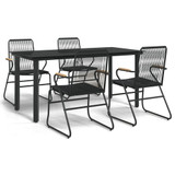 5-dijelni vrtni blagovaonski set od PVC ratana crni 3156572