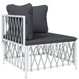 Kutna vrtna sofa od tkane tkanine s jastucima bijela 364138 Kutna vrtna sofa od tkane tkanine s jastucima bijela 364138