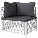Kutna vrtna sofa od tkane tkanine s jastucima bijela 364138 Kutna vrtna sofa od tkane tkanine s jastucima bijela 364138