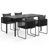 5-dijelni vrtni blagovaonski set crni 3156496