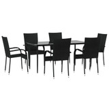 7-dijelni vrtni blagovaonski set od poliratana crni 3156669