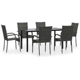 7-dijelni vrtni blagovaonski set od poliratana sivi 3156665