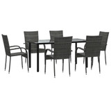 7-dijelni vrtni blagovaonski set od poliratana sivi 3156665