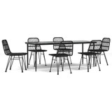 7-dijelni vrtni blagovaonski set od poliratana crni 3157885