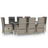 9-dijelni vrtni blagovaonski set sivi od poliratana 3185037