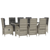 9-dijelni vrtni blagovaonski set sivi od poliratana 3185037