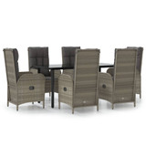 7-dijelni vrtni blagovaonski set crno-sivi od poliratana 3185202