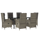 7-dijelni vrtni blagovaonski set crno-sivi od poliratana 3185202