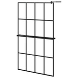 Pregrada za tuš s policom crna 118x190 cm staklo ESG i aluminij 3185486