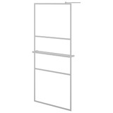 Pregrada za tuš s policom krom 80x195 cm staklo ESG i aluminij 3185493