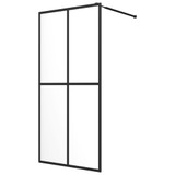 Pregrada za tuš s policom crna 90x195 cm staklo ESG i aluminij 3185456