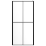 Pregrada za tuš s policom crna 90x195 cm staklo ESG i aluminij 3185456