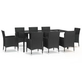 9-dijelni vrtni blagovaonski set s jastucima crni od poliratana 3187329