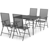 5-dijelni vrtni blagovaonski set antracit čelični 3187979