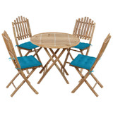 5-dijelni sklopivi vrtni blagovaonski set od bambusa 3063979