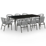 9-dijelni vrtni blagovaonski set sivi 3099256