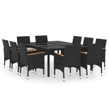 11-dijelni vrtni blagovaonski set od poliratana crni 3058568