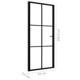 Sobna vrata od stakla ESG i aluminija 93 x 201,5 cm crna 151204