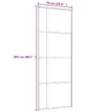 Klizna vrata od mutnog stakla ESG i aluminija 76 x 205 cm crna 151679 Klizna vrata od mutnog stakla ESG i aluminija 76 x 205 cm crna 151679