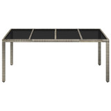 Vrtni stol sa staklenom pločom sivi 190x90x75 cm od poliratana 319904