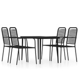 5-dijelni vrtni blagovaonski set crni 3099145