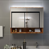 LED kupaonski ormarić s ogledalom boja hrasta 80x15x60 cm MDF 323606