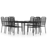 9-dijelni vrtni blagovaonski set crni 3099148