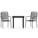 3-dijelni vrtni blagovaonski set crni 3099137