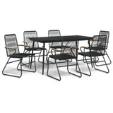 7-dijelni vrtni blagovaonski set od PVC ratana crni 3060270