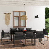 9-dijelni vrtni blagovaonski set crni 3099088